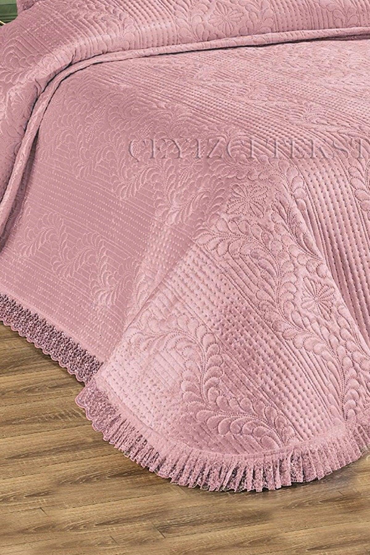 Deep Double Bedspread, Velvet Dowry Bedspread Double - Powder - Swordslife