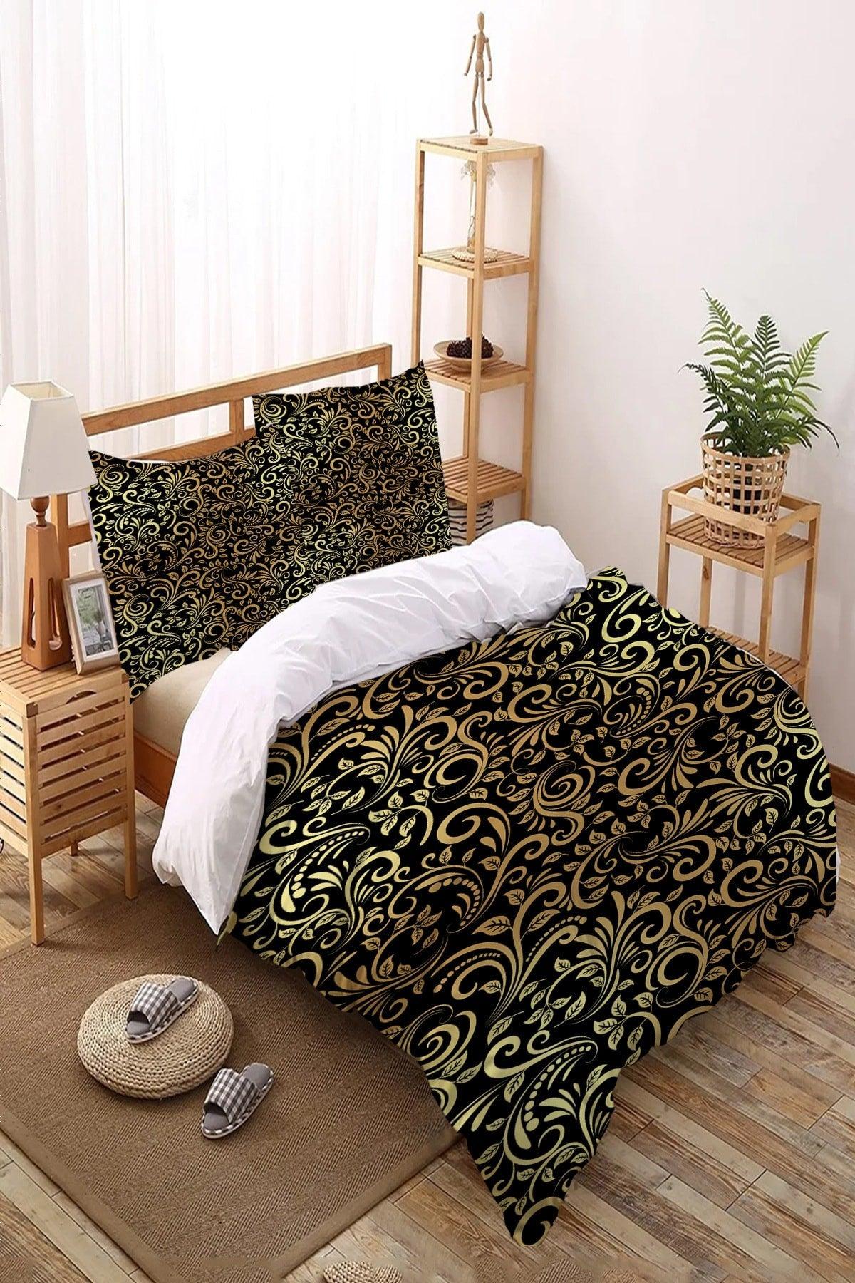 Patterned Double Linen Duvet Cover Set Nyds-7 - Swordslife