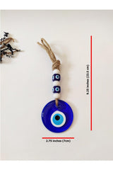 Patterned, Straw Thread 7x7 Cm Glass Evil Eye Beads Wall Ornament - Swordslife