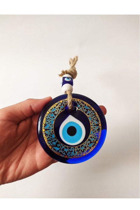 Patterned, Straw Thread 9x9 Cm Glass Evil Eye Beads Wall Ornament - Swordslife