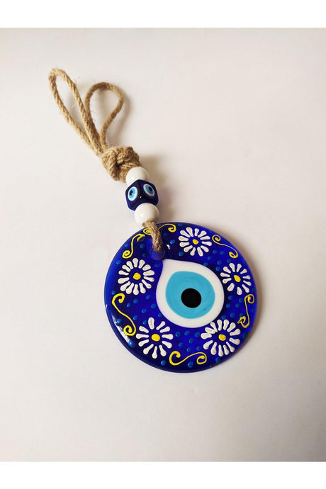 Patterned, Straw Thread 9x9 Cm Glass Evil Eye Beads Wall Ornament - Swordslife