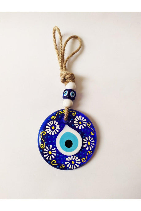 Patterned, Straw Thread 9x9 Cm Glass Evil Eye Beads Wall Ornament - Swordslife