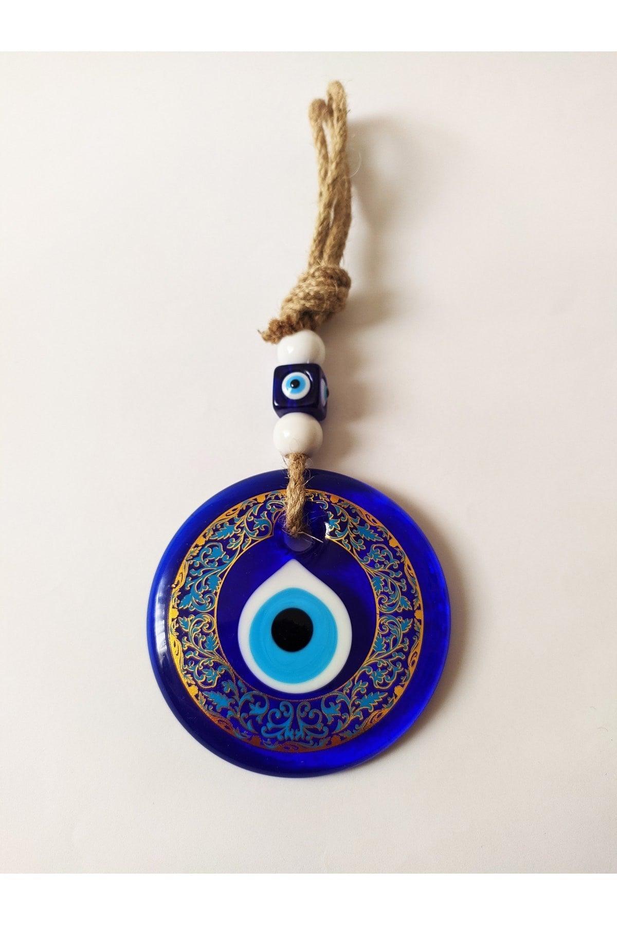 Patterned, Straw Thread 9x9 Cm Glass Evil Eye Beads Wall Ornament - Swordslife