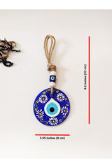 Patterned, Straw Thread 9x9 Cm Glass Evil Eye Beads Wall Ornament - Swordslife