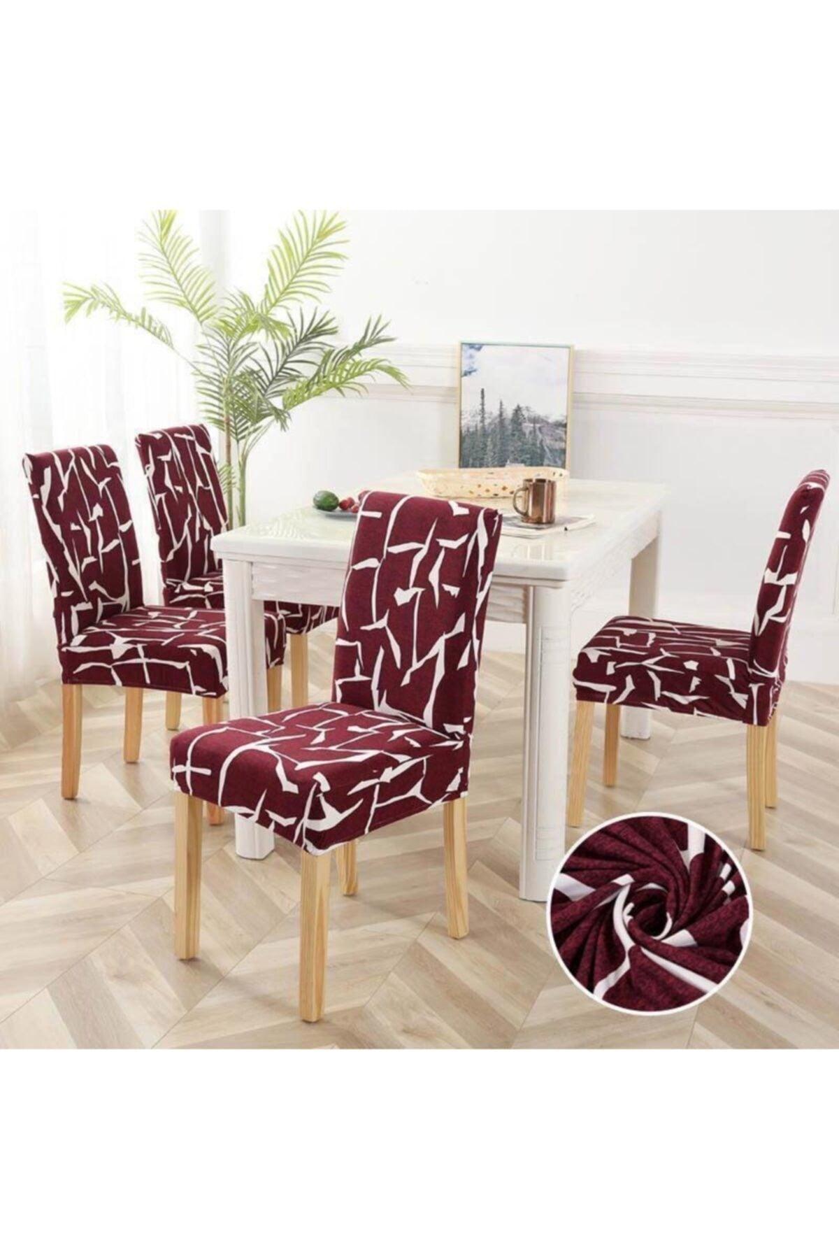 Patterned Velvet Chair Cover Lycra Elastic Standard Claret Red-White 1 Piece - Swordslife