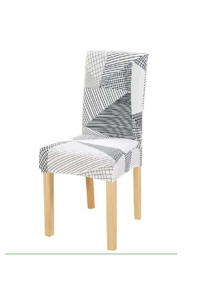 Patterned Velvet Chair Cover Chair Cover Elastic Gray White Striped Pattern 1 Piece - Swordslife