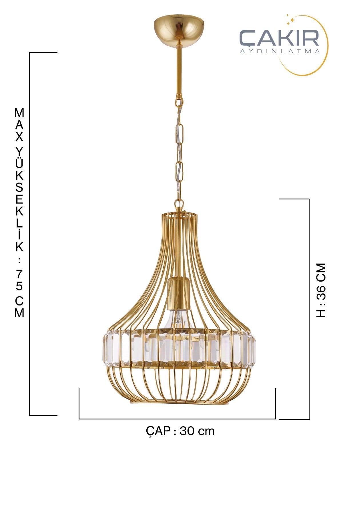 Diamond Crystal Stone Gold Yellow Single Pendant Lamp Chandelier - Çakır Chandelier - Swordslife