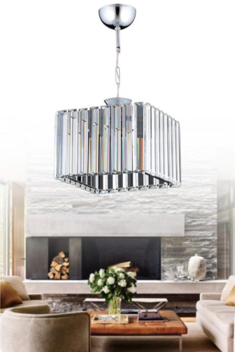 Diamond Single Square Silver Case Stone Chandelier - Swordslife