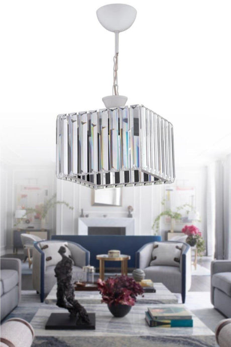 Diamond Single Square White Case Stone Chandelier - Swordslife