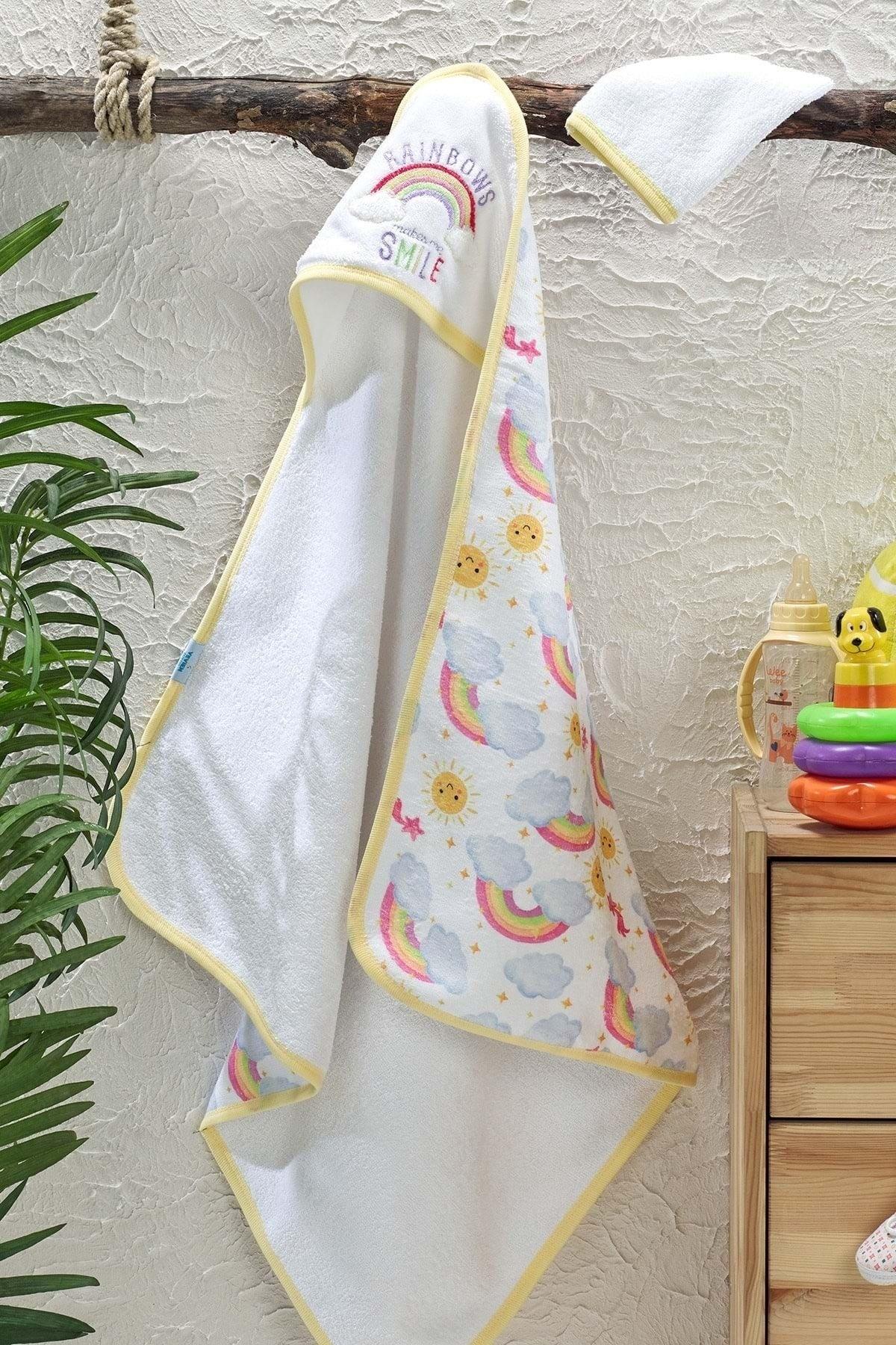 Digital Printed Embroidered Baby Towel and Yellow