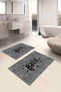 Digital Printed Non-Slip Base Bath Washable Double Bathroom Carpet Doormat Closet Set - Swordslife