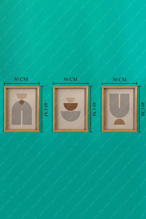Natural Wood Framed 3 Pcs 30x40 Bohemian-vintage-abstract Style Painting Set Retah3lu012 - Swordslife