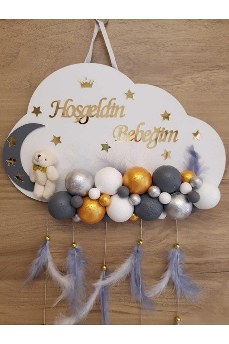 Door Decoration Wooden Cloud Door Baby Room Name Holder Styrofoam Bulk - Swordslife