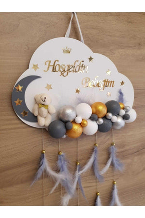 Door Decoration Wooden Cloud Door Baby Room Name Holder Styrofoam Bulk - Swordslife