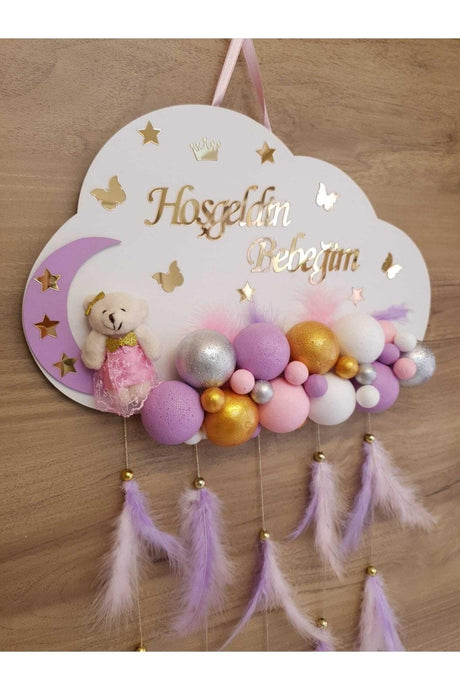 Door Decoration Wooden Cloud Door Baby Room Name Holder Styrofoam Bulk - Swordslife