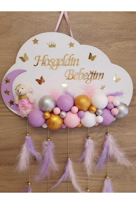 Door Decoration Wooden Cloud Door Baby Room Name Holder Styrofoam Bulk - Swordslife