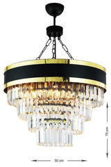 Dora 50 Cm Gold Striped Crystal Stone Luxury Chandelier (BLACK-GOLD) - Swordslife