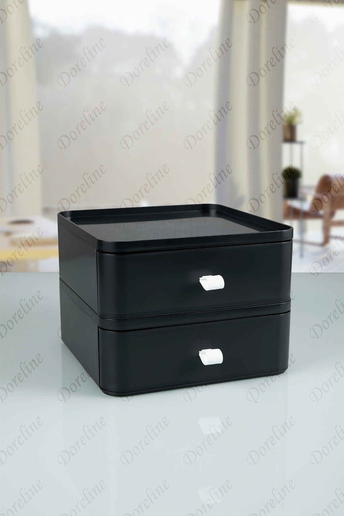 Dorebox 2-Set Jewelry, Makeup and Cosmetic Organizer Drawer (black), Office Desk Organizer - Swordslife