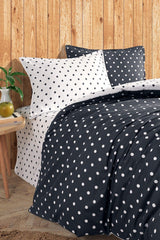 Dots Gray 100% Cotton Ranforce Oversized Double Sided Duvet Cover Set 240x220 - Swordslife