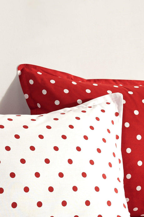 Dots Red 100% Cotton Ranforce Oversized Double Sided Duvet Cover Set 240x220 - Swordslife