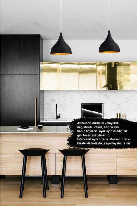 Double Long Black Pendant Lamp Pendant Lamp Dining Table Living Room Hotel Showroom Hall Kitchen Model - Swordslife