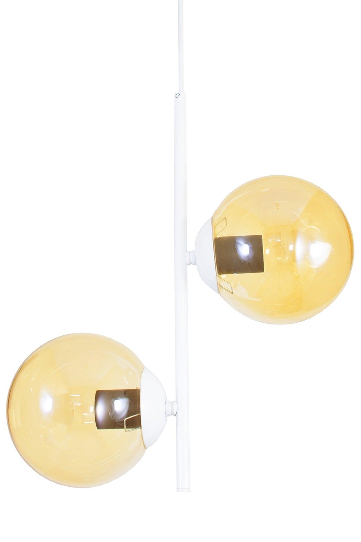 Double Modern Honey Globe Glass White Chandelier - Swordslife