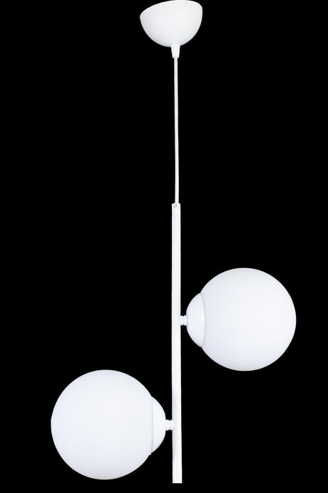 Binary Modern White Globe Glass White Chandelier