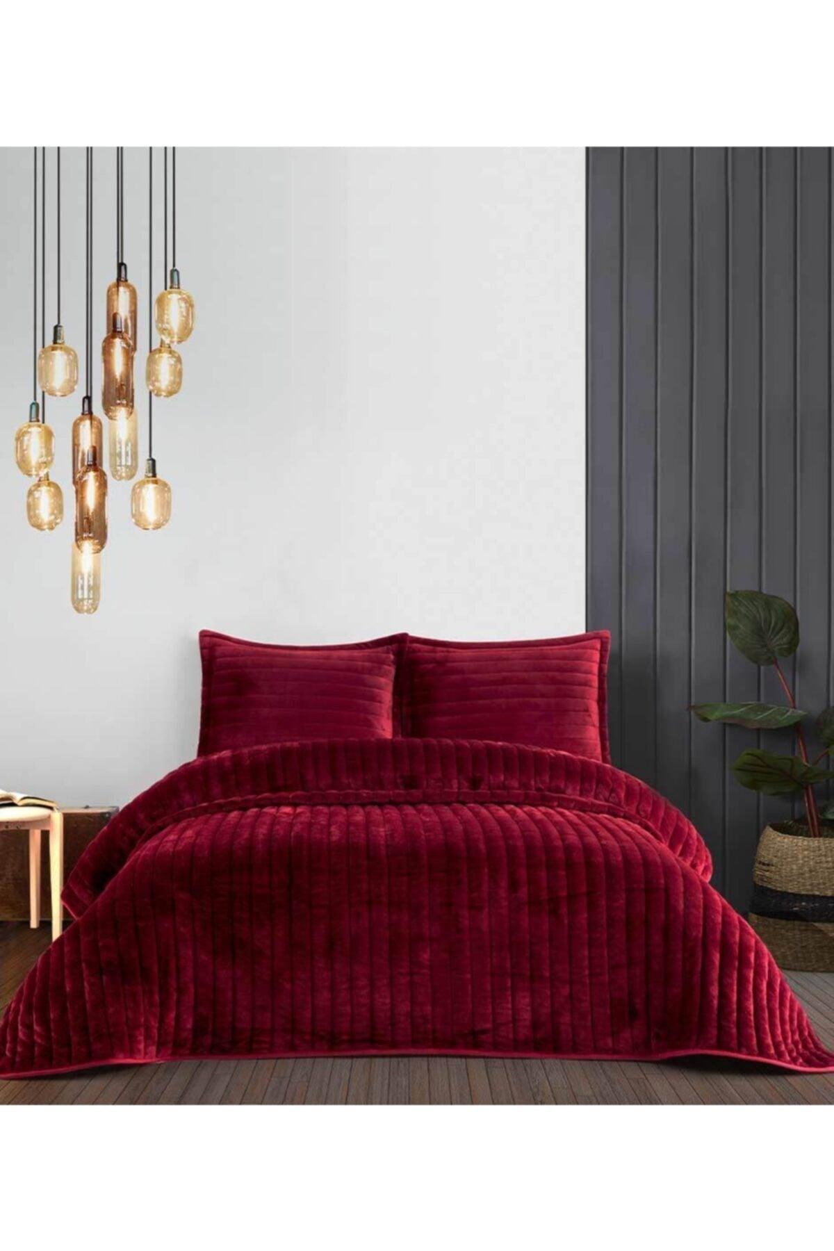 Doux Claret Red Double Bedspread Set - Swordslife