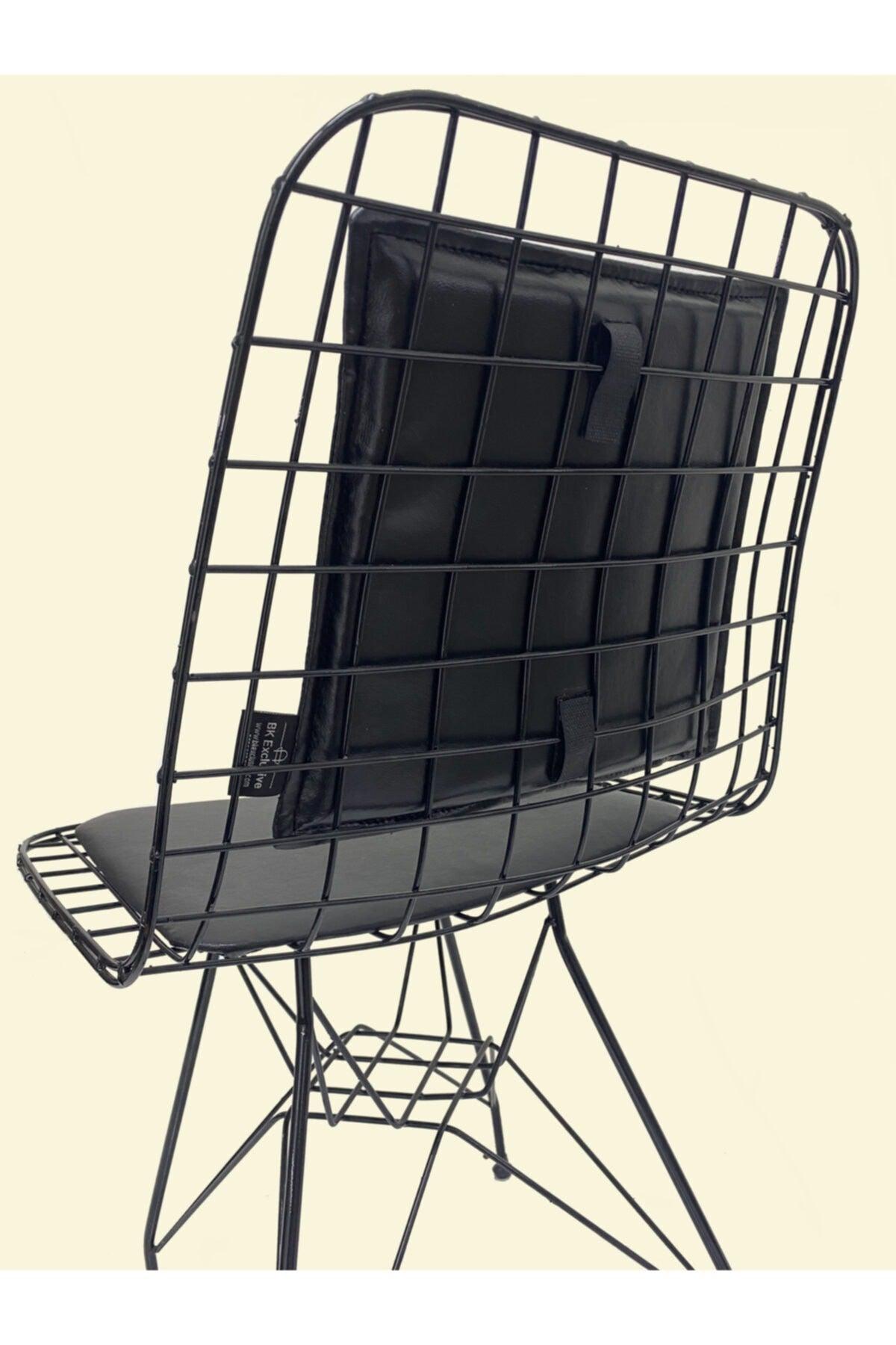 Wire Chair Back Cushion Black Leather(CHAIR