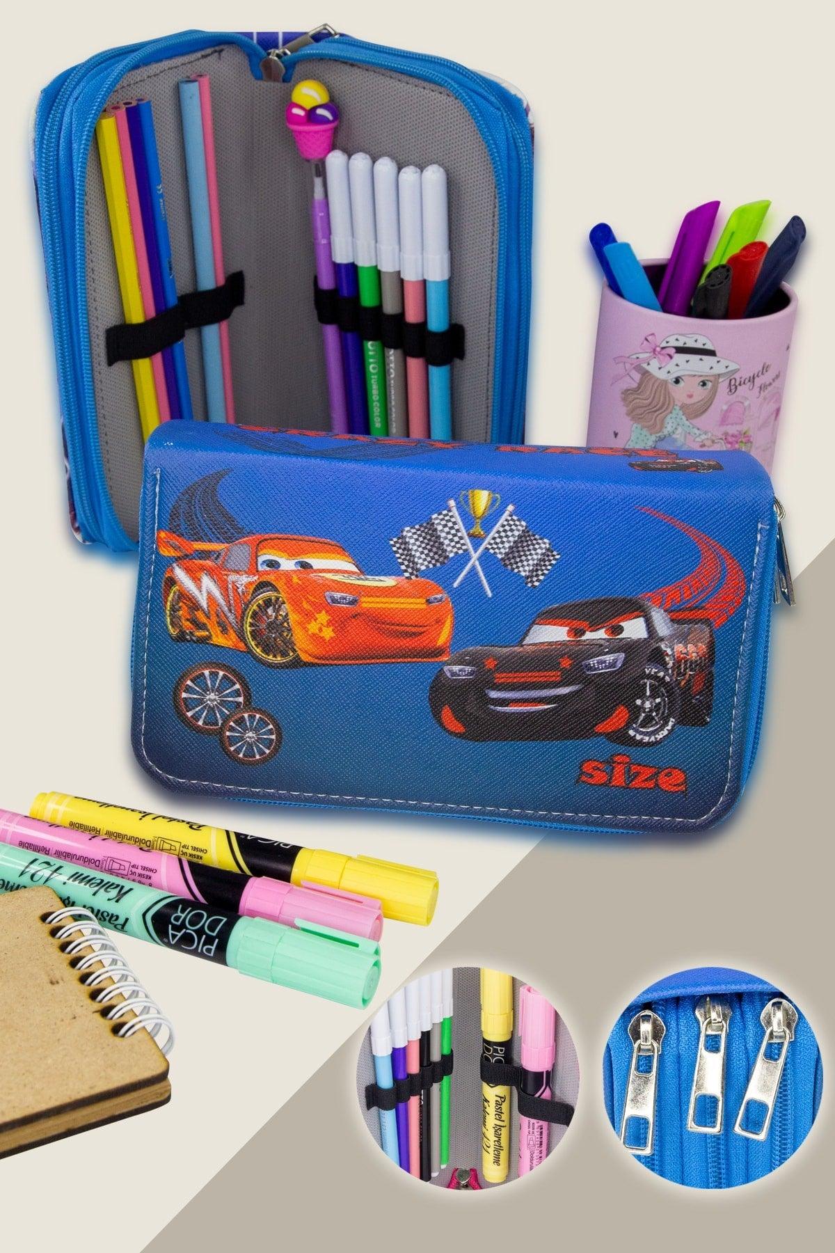 Lightning Mcqueen Themed Three Compartment Pencil Case