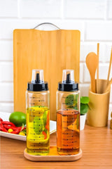 Non-drip Intelligent Wooden Stand 3-Piece Glass Oil Set 500 ml - Swordslife