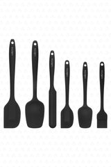 Drongo Heat Resistant Fireproof Non-Stick Silicone Spatula Set 6 Pieces Black - Swordslife