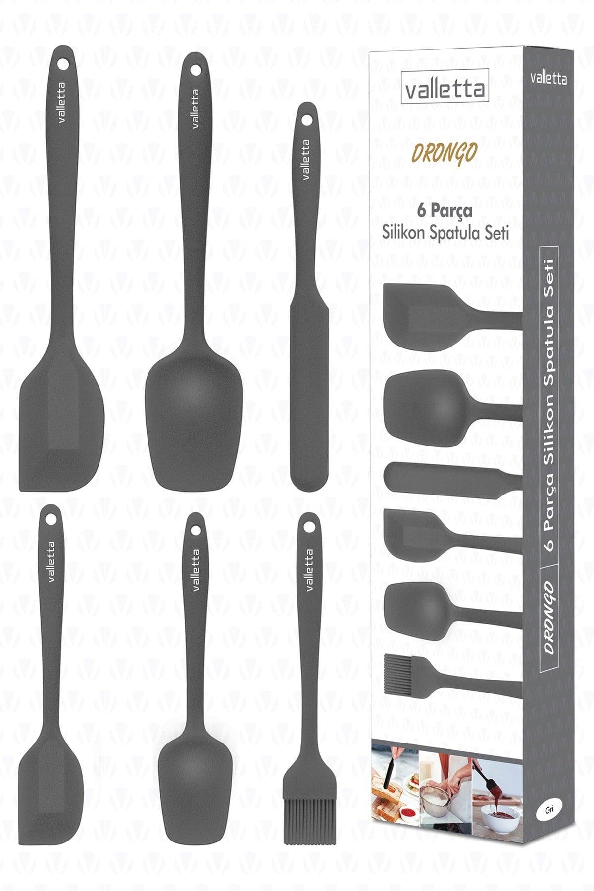 Drongo Heat Resistant Fireproof Non-Stick Silicone Spatula Set 6 Pieces Gray - Swordslife