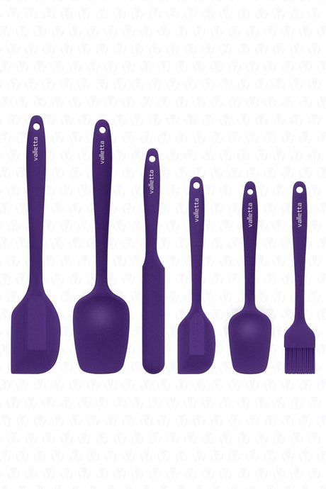 Drongo Heat Resistant Fireproof Non-Stick Silicone Spatula Set 6 Pieces Purple - Swordslife