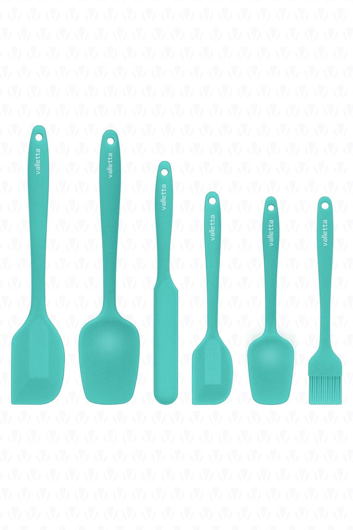 Drongo Heat Resistant Fireproof Non-Stick Silicone Spatula Set 6 Pieces Turquoise - Swordslife