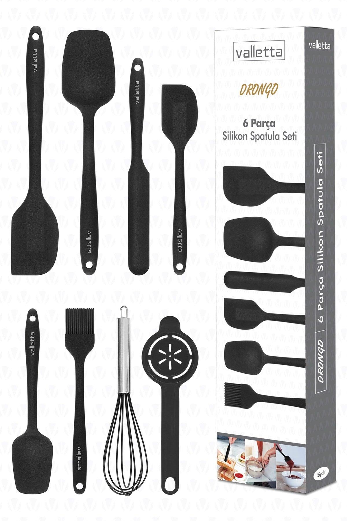 Drongo Heat Resistant Fireproof Non-Stick Silicone Spatula Set 8 Pieces Black - Swordslife