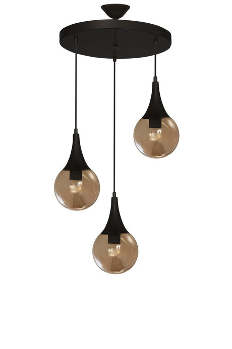 Drop 3 Black Round Honey Glass Pendant Lamp Chandelier - Swordslife