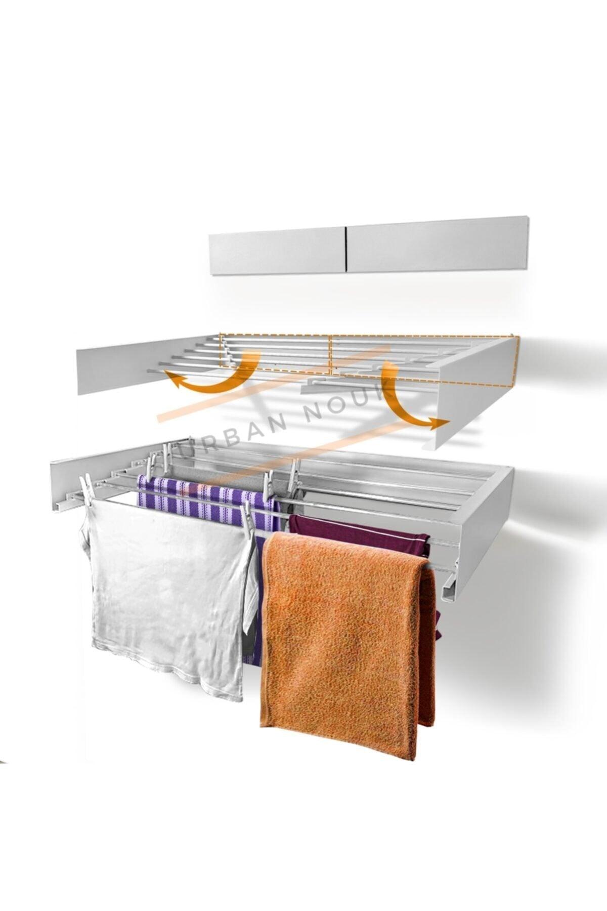 Laundry Hanger for Drying - Wall Mounted Laundry Rack - Patented Design (WHITE-100CM) - Swordslife