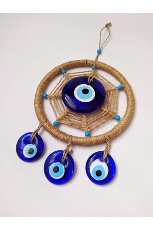 Wall Decoration, New Season, Spider Web Mesh Rope Model 16x16 Cm Glass Evil Eye Beads Wall Ornament - Swordslife