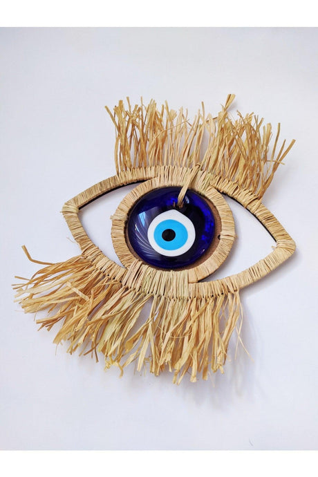 Wall Decoration, New Season, Raffia Wooden Eye Model 20x20 Cm Glass Evil Eye Bead Wall Ornament - Swordslife