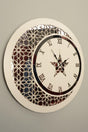 Wall Clock Wooden And Mirror With Moon Star Motif - Swordslife