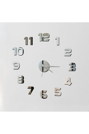 Wall Clock Large 3d Turkish Numeral Silver-silver - Swordslife