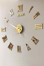 Wall Clock Large Size 3d Roman Numeral Wall Clock In Gold - Swordslife