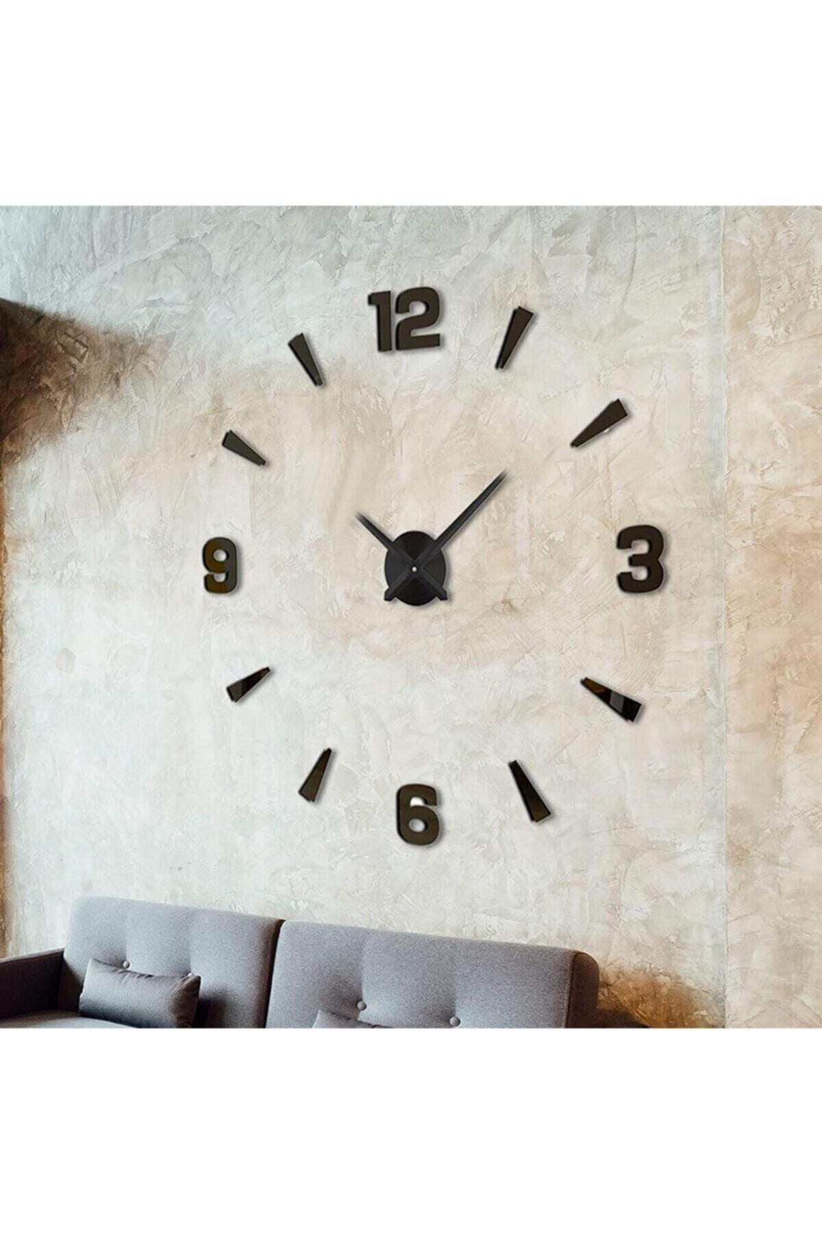 Wall Clock Large Size 3d Turkish Numeral Wall Clock In Black - Swordslife