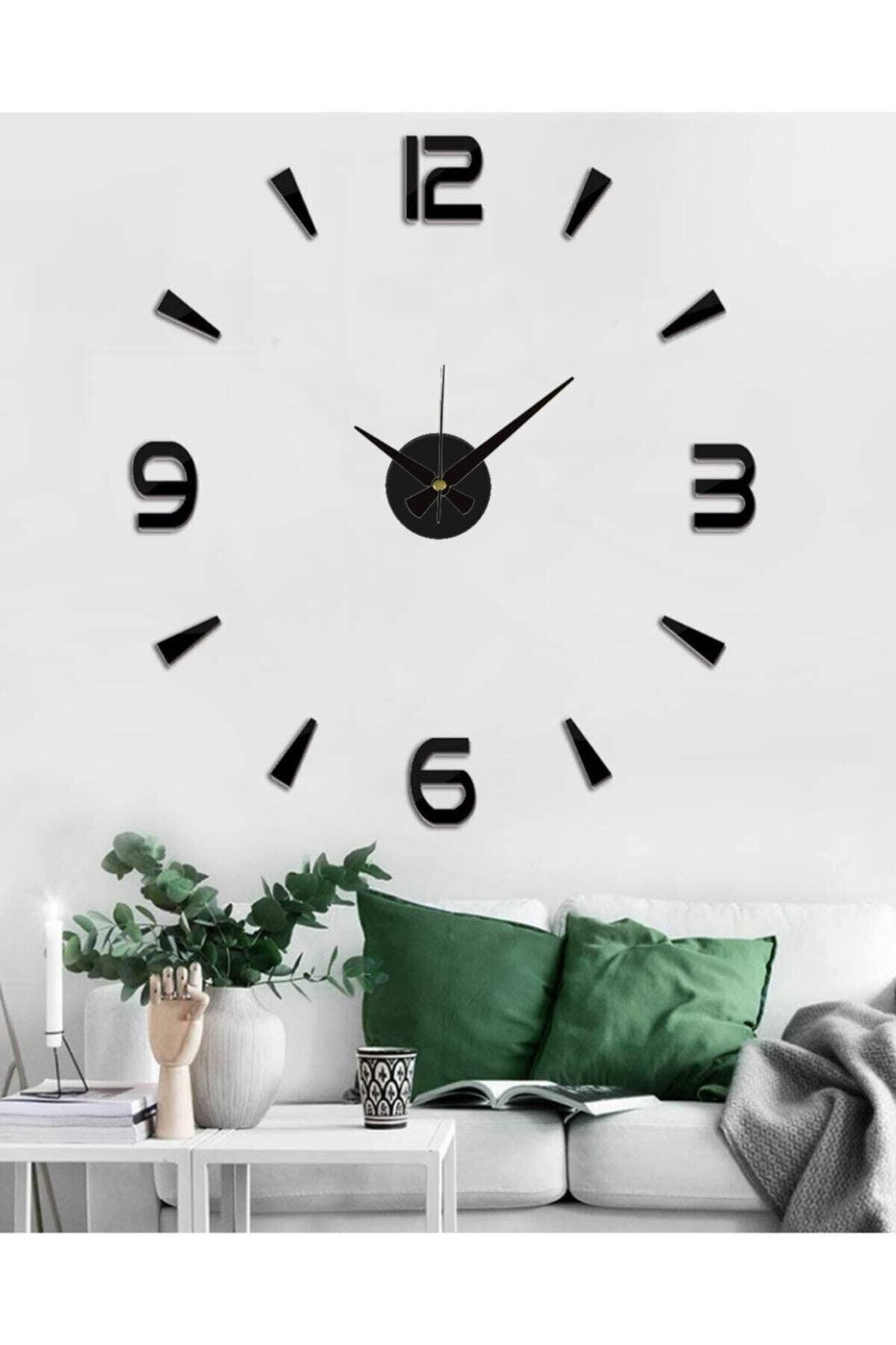 Wall Clock Large Size 3d Turkish Numeral Wall Clock In Black - Swordslife