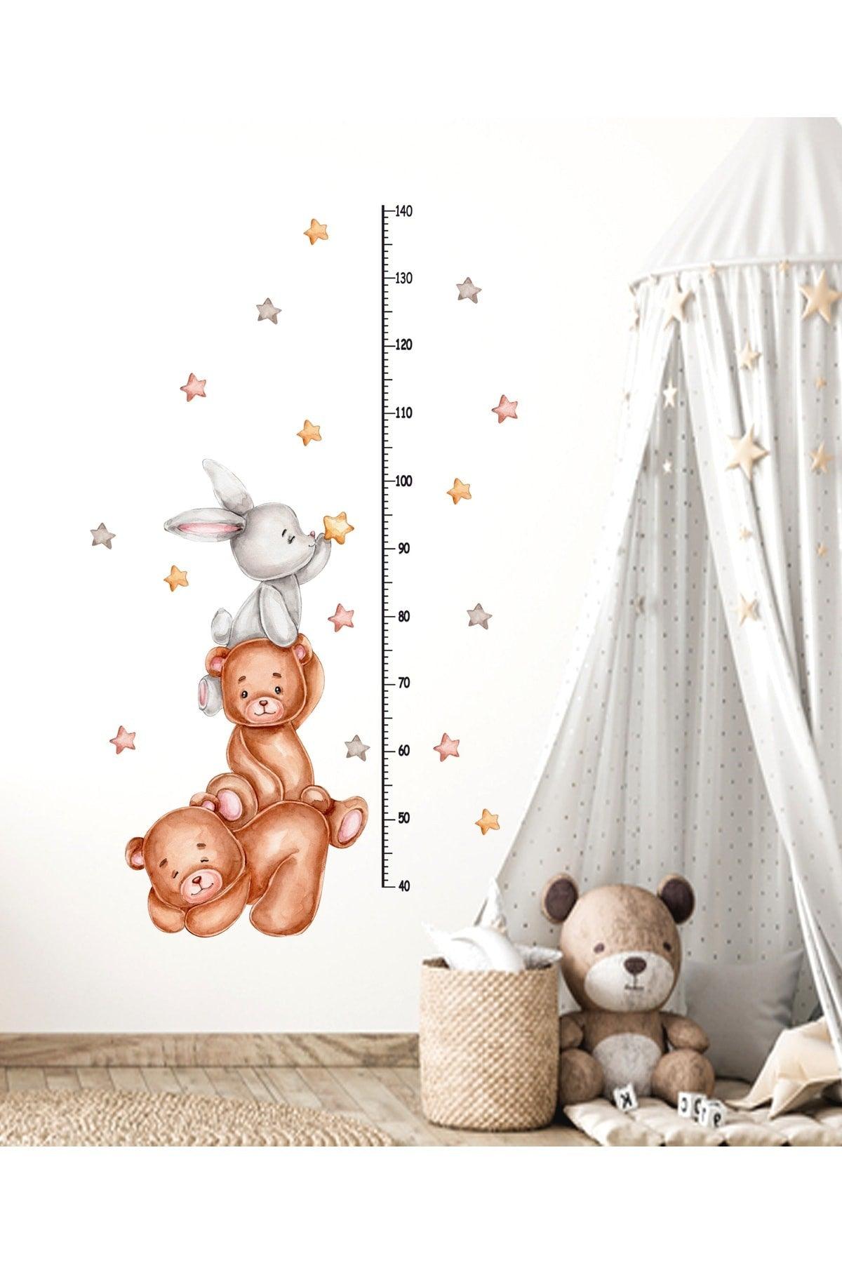 Wall Sticker - Cute Bears, Rabbits And Stars Kids Room Height Gauge Ruler Wall Decor - Swordslife