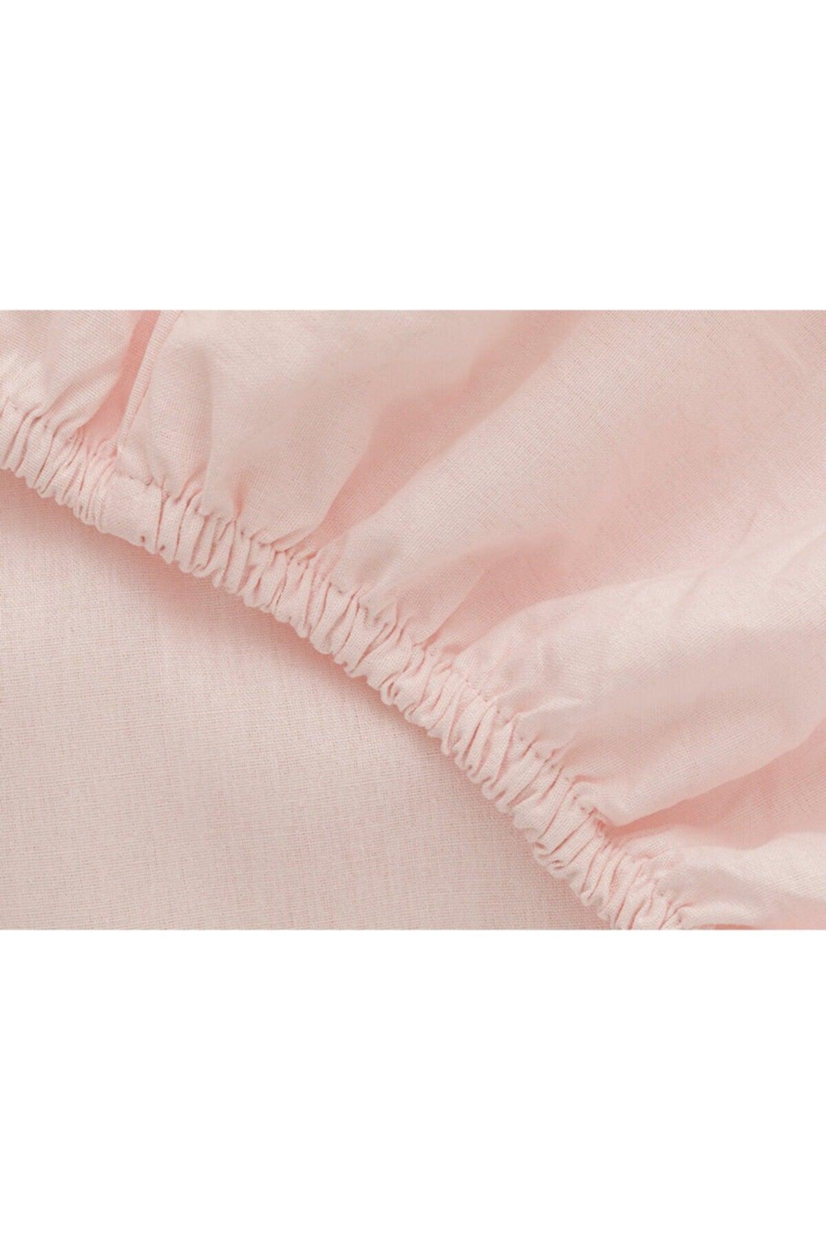 Plain Cotton Single Elastic Bed Sheet 100x200 Cm Powder Pink - Swordslife