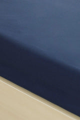 Flat Cotton Double Elastic Bed Sheet Set 160x200 Cm Night Blue - Swordslife