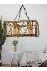 E27 Lampholder Wooden Square Chandelier 4 - Swordslife