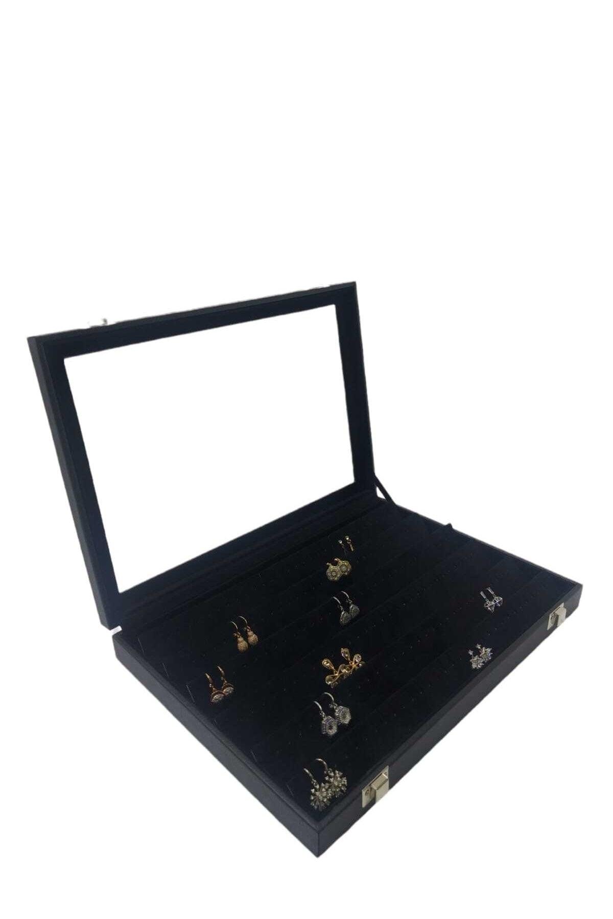 Earring Box Black Alcantara Suede